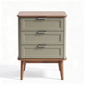 Mid-century modern nightstand with three drawers in olive green 40 x 35 x 70cm