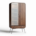 Wooden storage cabinet with glass doors and four shelves 80 x 40 x 180cm