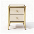 Two drawer nightstand with gold frame and beige finish 45 x 40 x 60cm