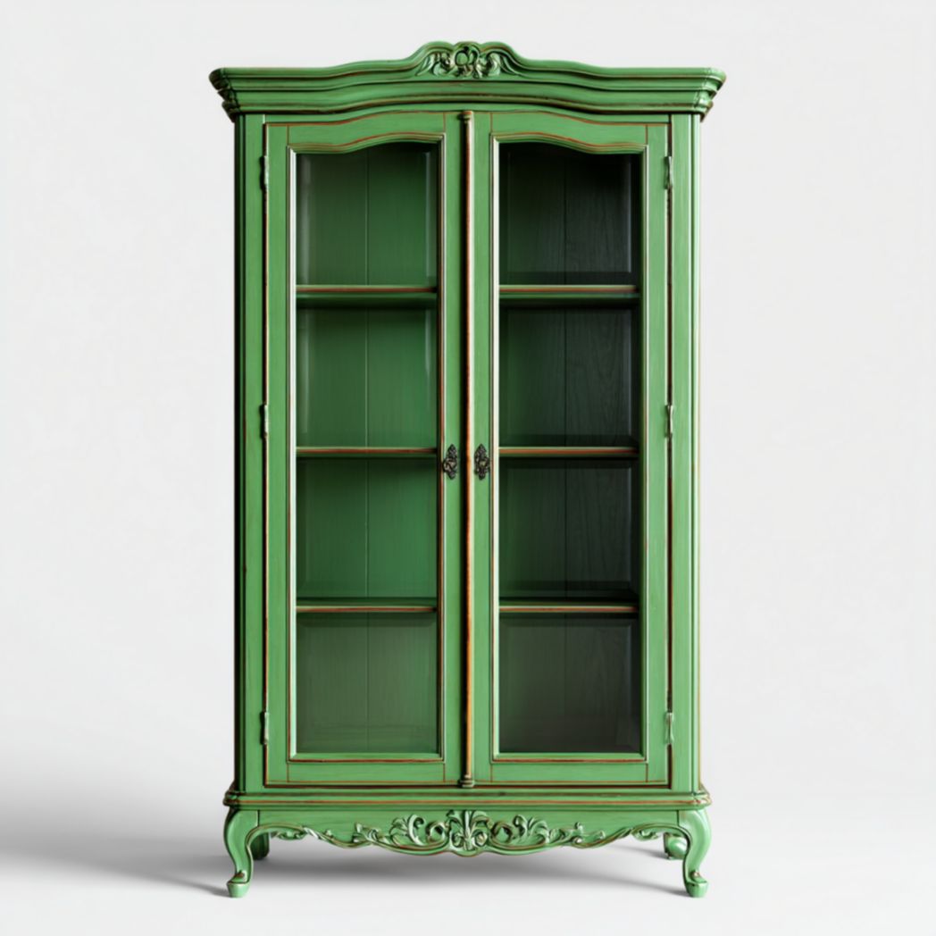 Wooden display cabinet with glass doors and adjustable shelves 80 x 40 x 180cm