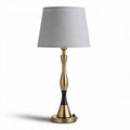 Gold and black table lamp with gray fabric shade 25 x 25 x 50cm