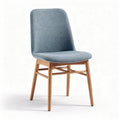 Upholstered dining chair in light blue fabric with wooden legs 45 x 50 x 85cm