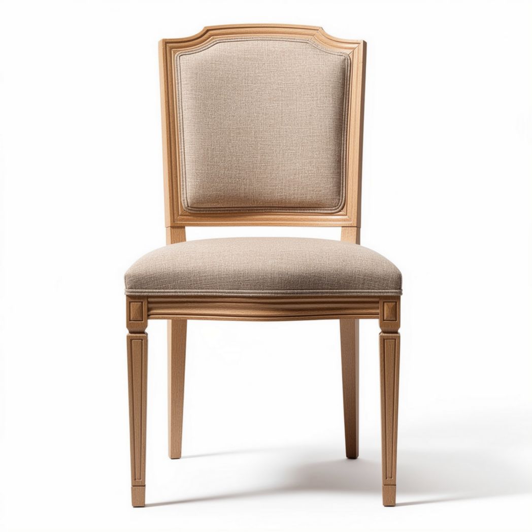 Dining chair in beige fabric with wooden frame dimensions 45 x 45 x 100cm
