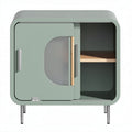 Green wooden cabinet with sliding door and open shelf 60 x 40 x 45cm