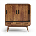 Teal wooden cabinet with two doors and two drawers for storage 150 x 80 x 40cm