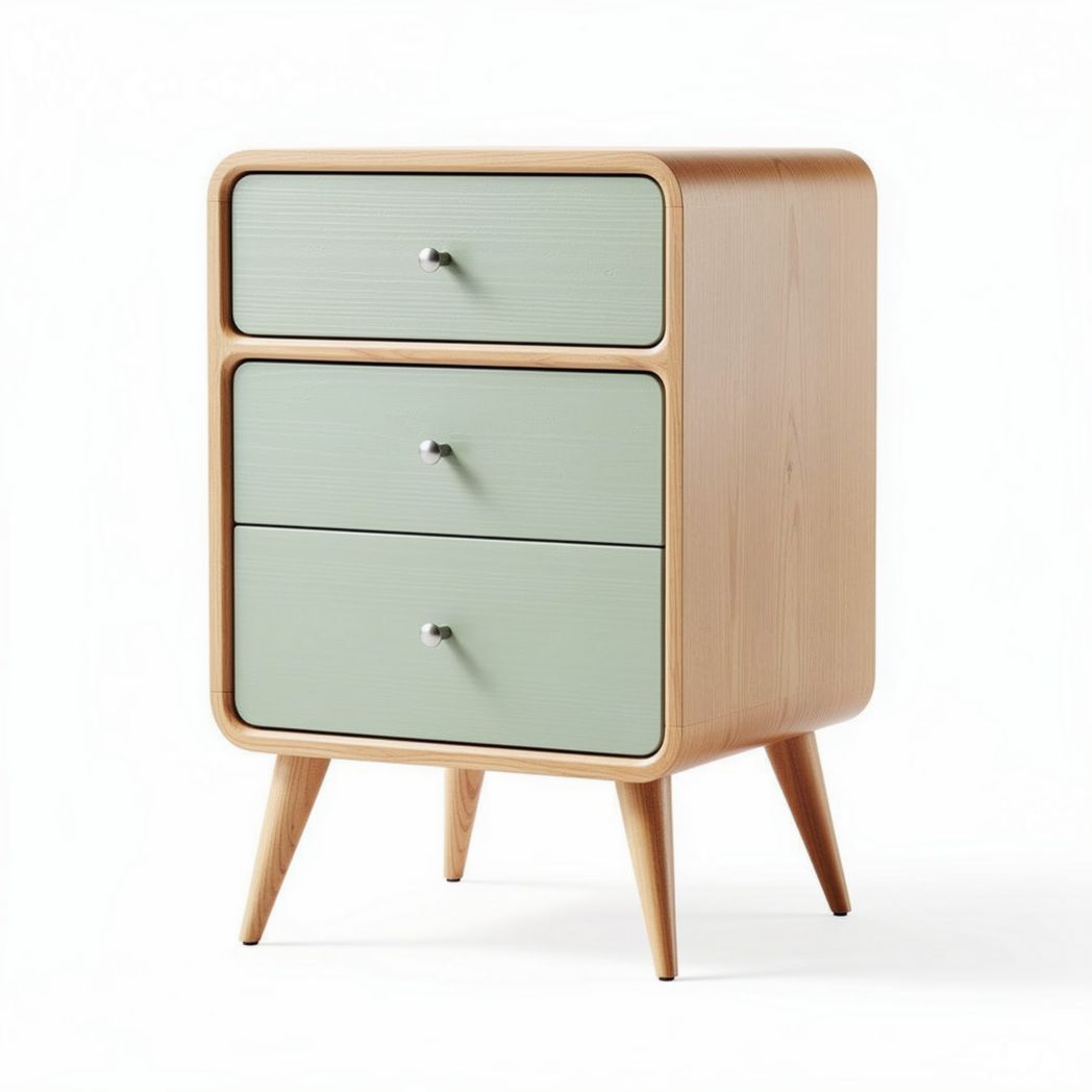 Nightstand with two drawers in white and gray finish dimensions 40 x 40 x 50cm